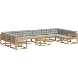  Set vanjskih sofa s jastukom 11 pcs Bijela i svjetlosiva | shoptok.hr