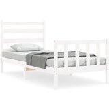 The Living Store Posteljni okvir z vzglavjem bel 100x200 cm trden les - Posteljni Okvir, (21525654) | Shoptok.si
