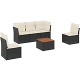 Maison Chic Seti vrtnega pohištva - Vrtna garnitura - Vrtni pohištvo set 6-delna z blazinami črna poli ratan, (21813700) | Shoptok.si