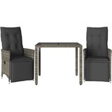  3-dijelni vrtni bistro set od poliratana s jastucima sivi | Eponuda.com