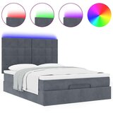  Otomanska postelja z vzmetnicami & LEDs temno siva 140x200cm | Shoptok.si