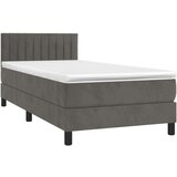 Box spring postelja z vzmetnico temno siva 100x200 cm žamet, (20726576) | Shoptok.si