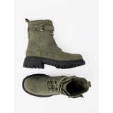 Shelvt Dark green workers with thick soles and lacing | Shoptok.si