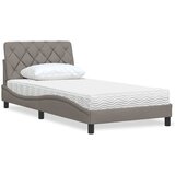  Krevet s madracem smeđesivi 100 x 200 cm od tkanine Slike