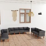 The Living Store Vrtna sedežna garnitura 10-delna z blazinami poli ratan siva - Vrtna Sedežna Garnitura, (21476991) | Shoptok.si