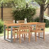 Vanjski Zunanja jedilna miza Siva 160x80x75 cm Jeklo in Masivno leseno Akacijevo | Shoptok.si