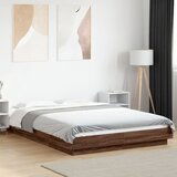 Furnova Posteljni okvir z LED lučkami rjavi hrast 135x190 cm inž. les, (21942083) | Shoptok.si