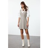 Trendyol Beige Plaid / Checked Gilet Mini Woven Dress Cene