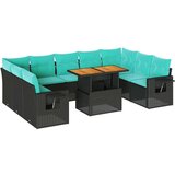  Vrtna garnitura - 10-dijelni set vrtnih sofa s jastucima crni od poliratana - Crna 1 | shoptok.hr