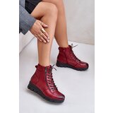 Boto PE2 Light Warm Women's Ankle Boots On Platform And Wedge Burgundy Savindria | Shoptok.si