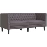 vidaXL Fotelja Chesterfield 2-sjed Siva umjetna koža | shoptok.hr
