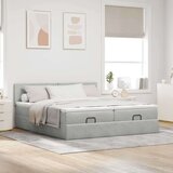 vidaXL Otomanski posteljni okvir z vzmetnicami siv 160x200 cm žamet | Shoptok.si