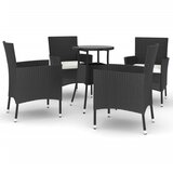  5-dijelni vrtni bistro set od poliratana s jastucima crni | shoptok.hr