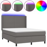  box spring s madracem LED sivi 140x200cm od umjetne kože | shoptok.hr