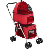  2-slojna sklopiva kolica za pse crvena 83x48x97 cm tkanina | shoptok.hr