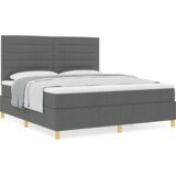 Box Spring Krevet s Madracem Tamnosiva Super King Tkanina | shoptok.hr