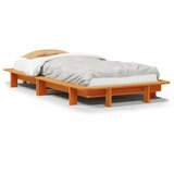 vidaXL Posteljni okvir voščeno rjav 90x200 cm trdna borovina Cene