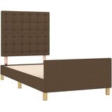  Posteljni okvir z vzglavjem temno rjav 90x190 cm blago, (20904467) | Shoptok.si