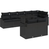 vidaXL 9-delni vrtni kavčni set z blazinami Črn Poli ratan, (22092151) | Shoptok.si