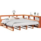  Knjižna postelja brez vzmetnice vošč. rjava 200x200 cm borovina, (21791568) | Shoptok.si