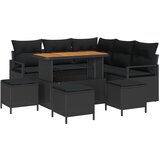 vidaXL 9-dijelni set vrtne sofe s jastučićima crni poli ratan akacija, 2-sjedna vrtna sofa s pohranom i jastučićima crni poli ratan, 4-dijelni set vrtne blagovaonice s jastučićima crni poli ratan akacija Cijene