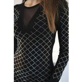 Kesi Knitted dress with a decorative pattern in black cubic zirconia | shoptok.hr