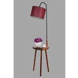 Opviq Demet Sehbalı Ahşap Lambader Ceviz Silindir Hasır Bordo Abajurlu WalnutClaret Red Floor Lamp | Eponuda.com
