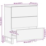  Strani šal Rjava 60 x 33,5 x 75 cm Masiven les manga, (5000113260) | Shoptok.si