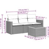  4-dijelni set vrtnih sofa od poliratana s jastucima crni | shoptok.hr