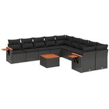  11-dijelni set vrtnih sofa od poliratana s jastucima crni Crna 85 x 62 x 69 cm | Shoptok.si