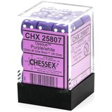 Chessex kockice - opaque - purple & white - dice block (36) 12mm Cene