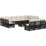 vidaXL Vrtna sedežna garnitura 14 pcs Črna poli ratan, (5000270409) | Shoptok.si