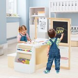  Dječje slikarsko stajalište 6 u 1 od drva s dvostrukom pločom, pisaljski dječji stol - bijele boje | shoptok.hr