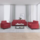  3-dijelni set sofa s jastucima boja vina od umjetne kože Cijene