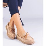 Gemre Beige Women's Eco-Suede Loafers with Bow Sarina | shoptok.hr