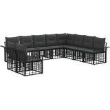  Set vanjskih sofa s jastukom 10 pcs Crna i tamno siva Poliester | shoptok.hr