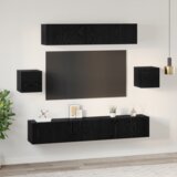 vidaXL Set TV ormarića Ostalo s pohranom s vratima 7 pcs Crni hrast 80 x 30 x 30 cm | shoptok.hr