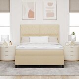  Krevet s opruga kutije s uzglavljem Krema 160 x 200 cm tkanina | shoptok.hr