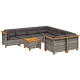 Maison Chic Seti vrtnega pohištva - Vrtna garnitura - Vrtni pohištvo set 9-delna z blazinami siv poli ratan, (21798140) | Shoptok.si