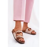 Boto Fabric Women's Slippers on Cork Platform with Buckles Camel Osoffe | Shoptok.si