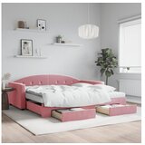vidaXL Izvlečna dnevna postelja s predali roza 100x200 cm ža | Shoptok.si