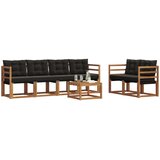  Set vanjskih sofa s jastukom 7 pcs Prirodna i crna | shoptok.hr