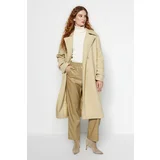 Trendyol Mint Oversize Wide-Cut Belted Long Stamped Coat