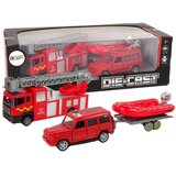  Set vatrogasnih vozila s prikolicom i motornim čamcem crveni | shoptok.hr