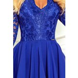Numoco 210-12 NICOLLE - dress with longer back with lace neckline - CLASSIC BLUE | shoptok.hr