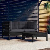 The Living Store Vrtna sedežna garnitura 3-delna z antracit blazinami borovina - Vrtna Sedežnaa Garnitura, (21468216) | Shoptok.si