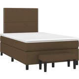vidaXL Box spring postelja z vzmetnico temno rjava 120x190 cm blago, (21111171) Cene