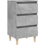  Nočna omarica - Nočna miza z lesenimi nogami betonsko siva 40x35x69 cm, (21688132) | Shoptok.si