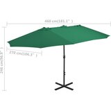 Vanjski suncobran s aluminijskim stupom 460 x 270 cm zeleni | shoptok.hr