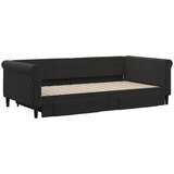  Dnevni krevet na razvlačenje s ladicama crni 100x200 cm baršun | shoptok.hr
